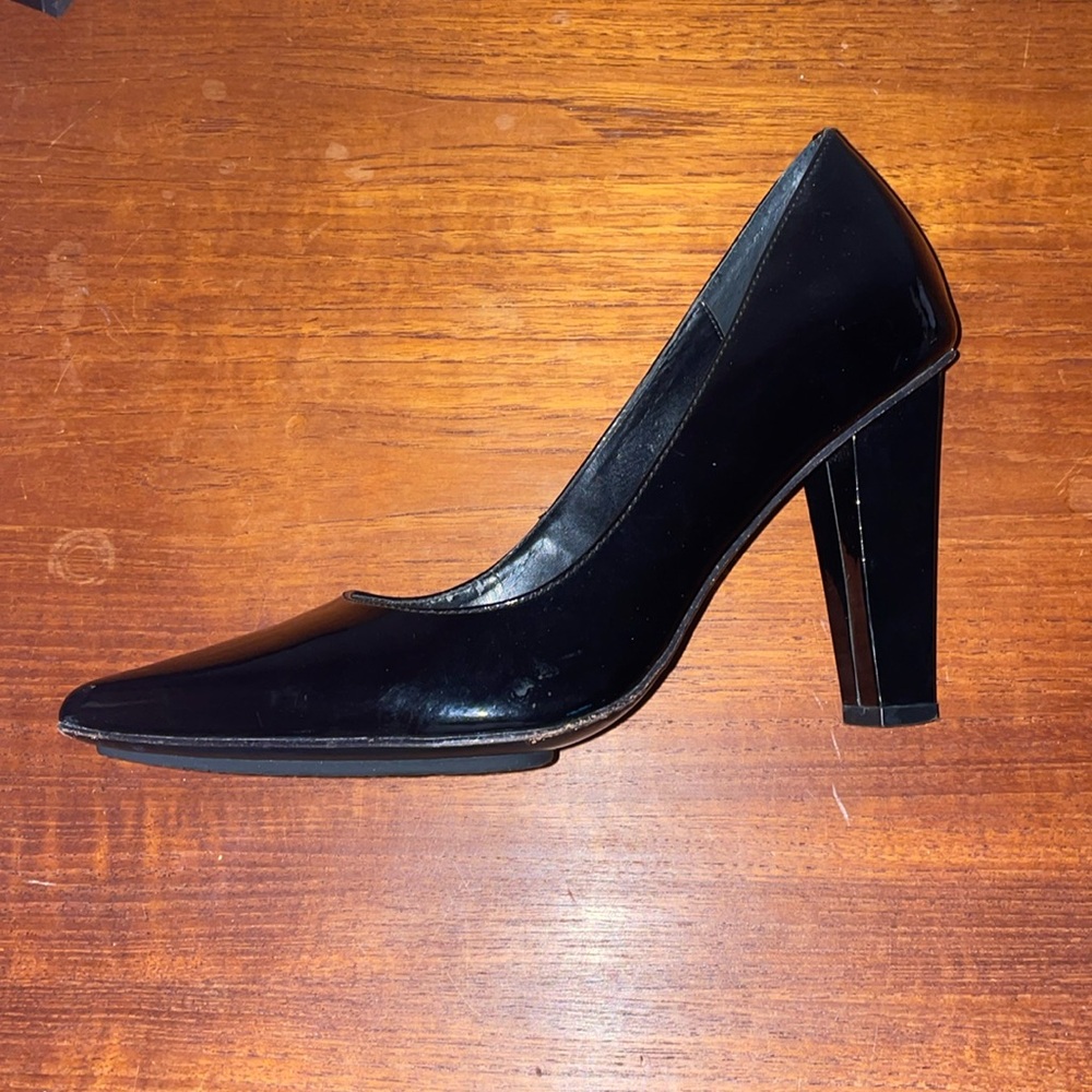 DVF black patent leather square heel 9.5